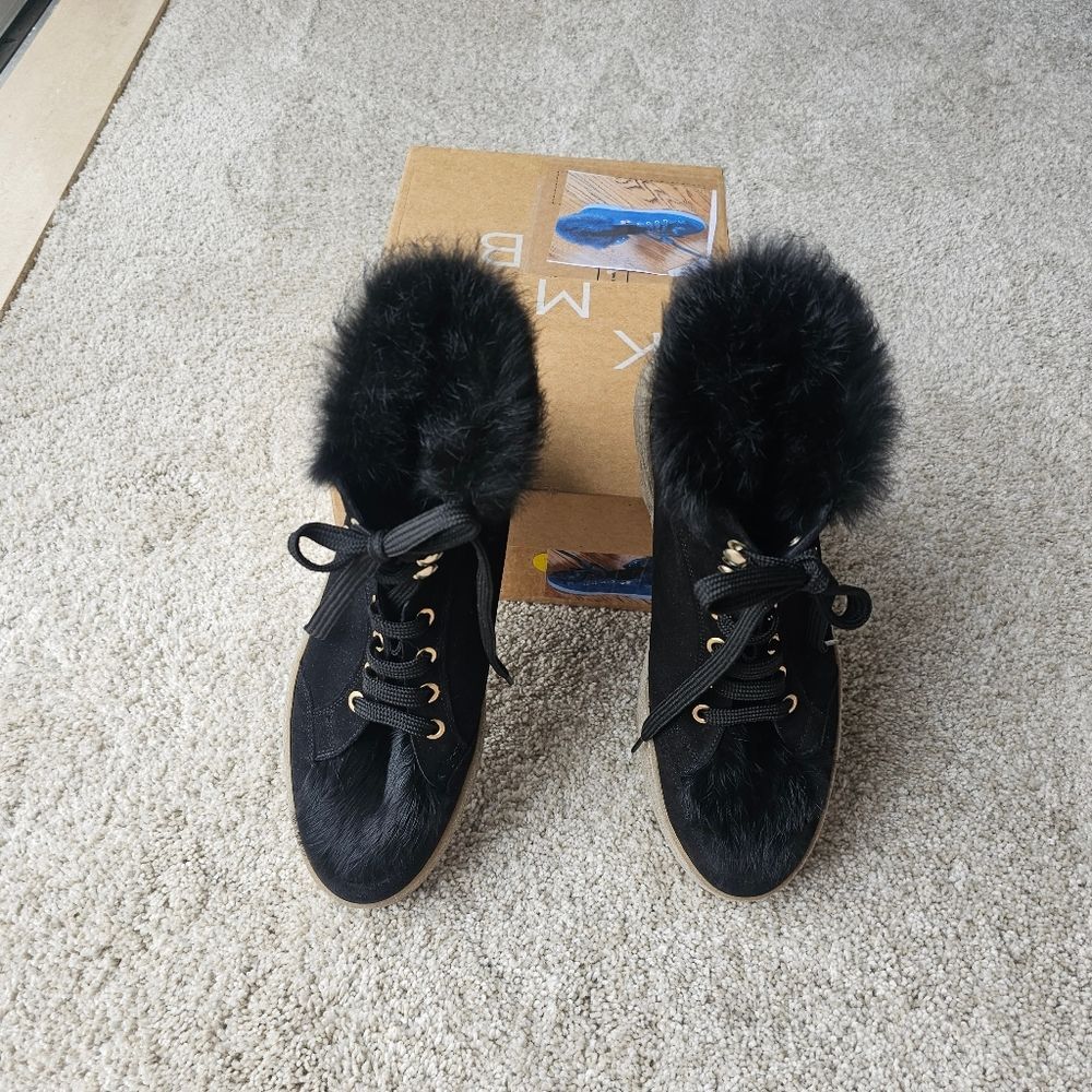 KMB High Top Real Fur Platform Sneakers Size 41 = US 10 - Picture 7 of 8